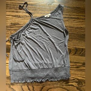 NEW Oli & Hali Gray Asymmetrical Smocked Tank Top M